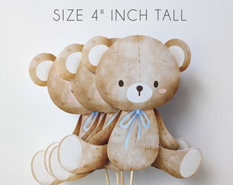 Set of 4 Teddy Bear Centerpieces size 4" tall, Bearly Wait centerpieces bear cutouts