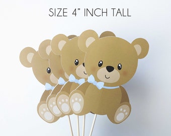 Set of 4 Teddy Bear Centerpieces size 4" tall, Bearly Wait centerpieces, Teddy bear cutouts, teddy bear baby shower decorations HM887