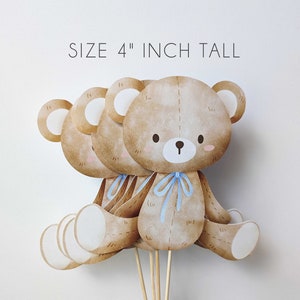 Set of 4 Teddy Bear Centerpieces size 4&quot; tall, Bearly Wait centerpieces, Teddy bear cutouts, teddy bear baby shower decorations HM887
