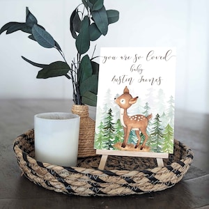 Woodland Centerpieces, Deer Baby Shower centerpiece, woodland decorations, woodland table decor, Woodland baby shower sign, Girl baby Deer