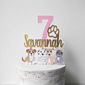 Puppy Birthday Party Cake Topper, Custom Puppy party Cake Topper, Girl Doggie Birthday Cake Topper Pawty HM868