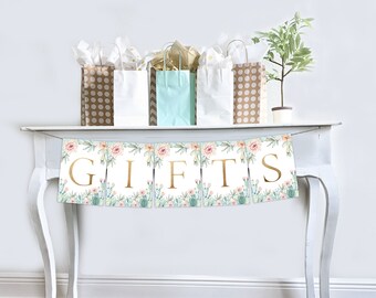 Succulent GIFTS banner, Succulent Baby Shower Gifts Banner, Gifts Table Banner sign Gender Neutral Succulant baby shower decor banner HM452