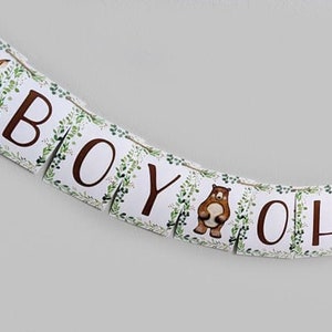 Woodland Animals Boy Oh Boy Banner, Forest Friends Baby Shower Banner