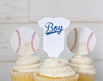 Baseball Cupcake Toppers, Baseball Baby shower toppers, Baseball boy cupcake toppers, Baseball gender neutral baby shower food picks, decor
