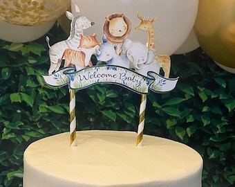 Jungle Welcome Baby Cake Topper, Safari Decorations