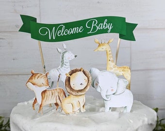 Jungle Baby Shower Cake Topper Printed and shipped