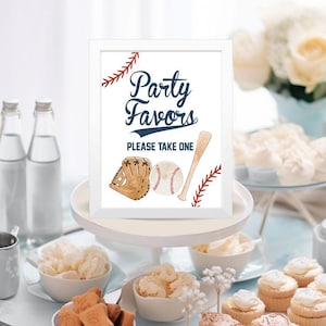 PRITNABLE Baseball Party Favors sign size 8x10 , Baseball Party Birthday favors Table sign, Rookie Year party decor