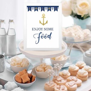 PRINTABLE Nautical Baby Shower Food sign, Nautical Food sign, Nautical food table sign, Nautical baby shower enjoy some food sign