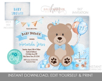 Free Printable Teddy Bear Baby Shower Invitations Template