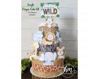 jungle themed diaper cake