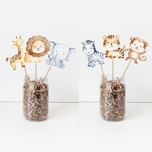 Set of 6 Jungle Animal Centerpieces, 6&quot; Jungle animal, Jungle baby shower centerpiece Jungle Birthday Party centerpieces, Jungle party HM952