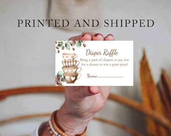 Baby Brewing Coffee Theme Diaper Raffle Cards Printed