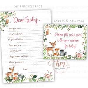 Bloemenbos Wensen voor Babykaarten, Beste Babykaarten, Woodland Baby Shower wensen voor babyteken, bos babyshowerbord, PRINTABLE