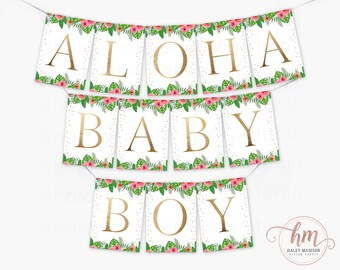 Aloha Baby Banner, Hawiian Baby Shower Banner, Tropical Baby Banner, Aloha Baby sign, Baby Boy banner, Hawiian Aloha Baby Girl Banner HM222