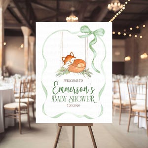 Cartello di benvenuto per baby shower "Woodland Fox", cartello di benvenuto per baby shower "Forest Baby", cartello di benvenuto per baby shower "Bow Fox", cartello di benvenuto per baby shower "Forest Garden"
