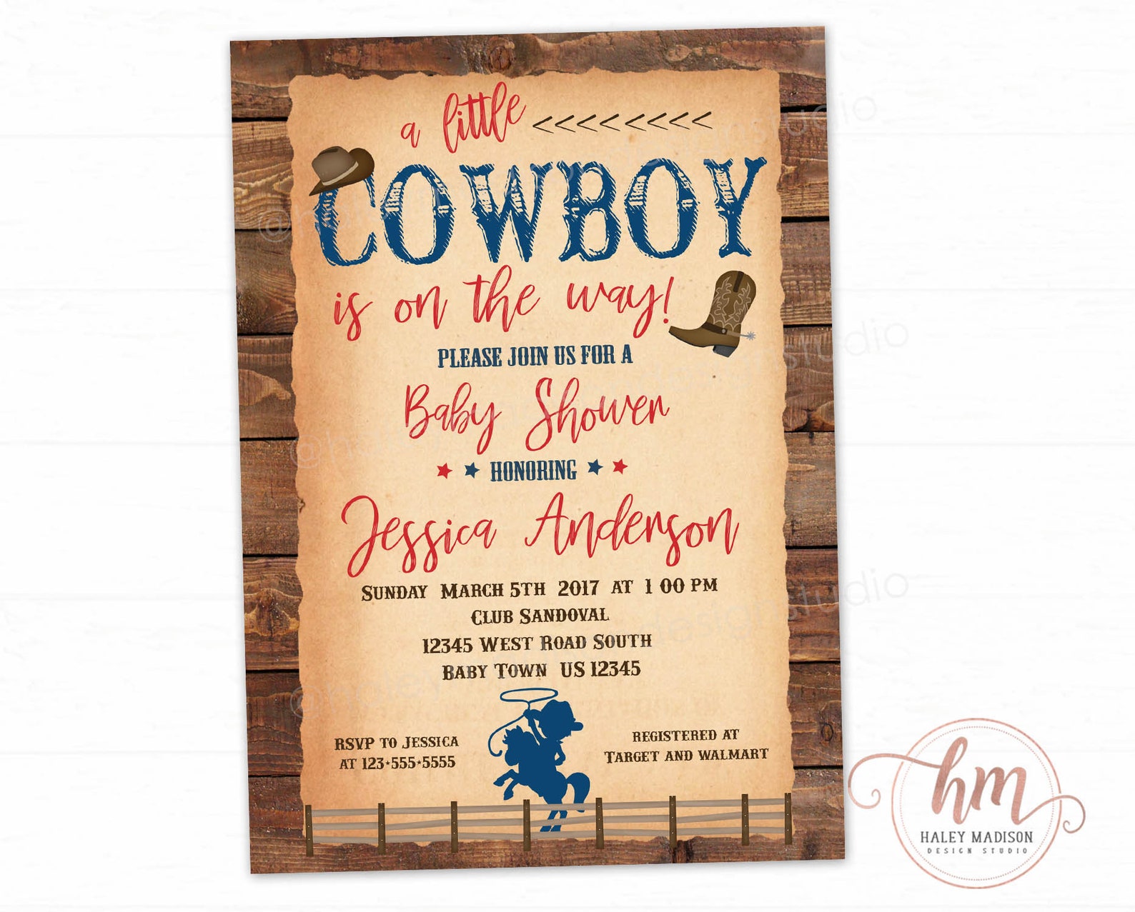 Cowboy Baby Shower Invitation Little Cowboy on the way Etsy