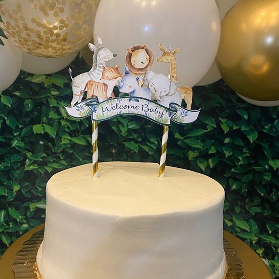Jungle Welcome Baby Cake Topper Jungle Baby Shower Cake Etsy Canada