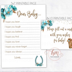 Cowboy bloemenwensen voor babykaarten, lieve babykaarten, Cowboy Baby Shower wensen voor babyteken, Cowboy baby showerteken, AFDRUKBARE HM789