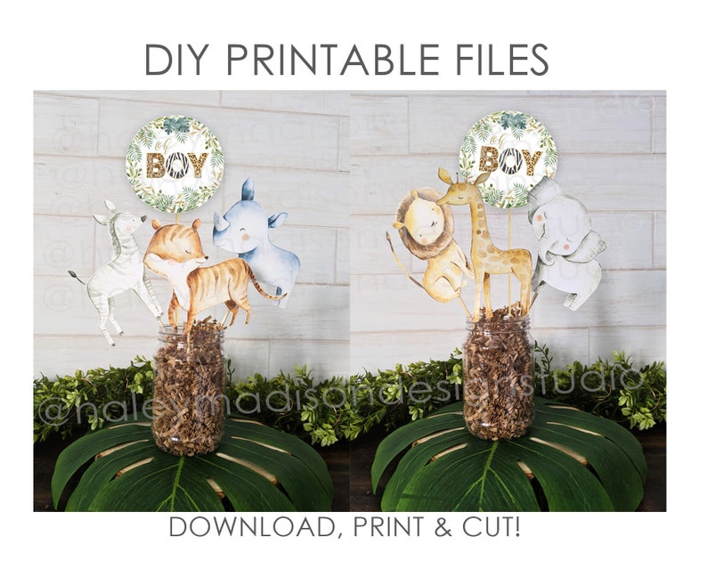 PRINTABLE Jungle Animals Centerpieces 4 Set of 7 Jungle Etsy