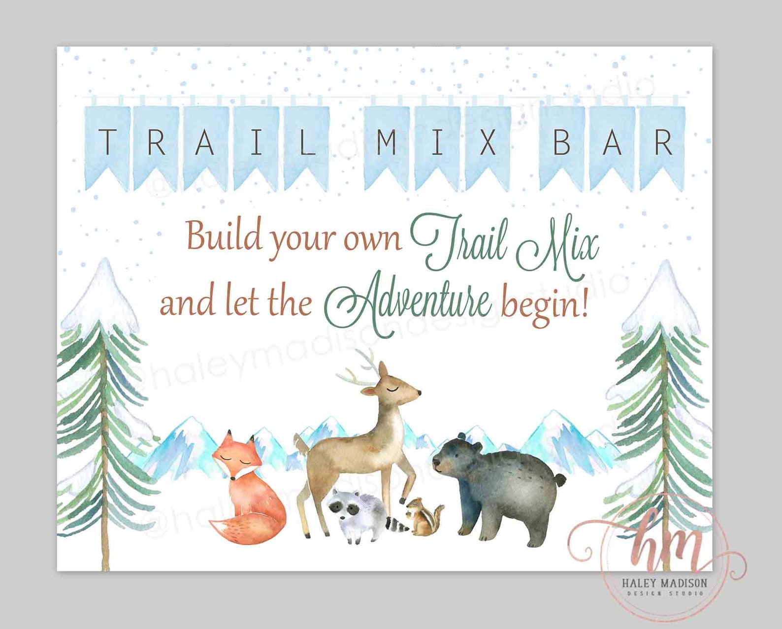 Winter Woodland Trail Mix Bar Sign Trail Mix Sign 8X10 Etsy