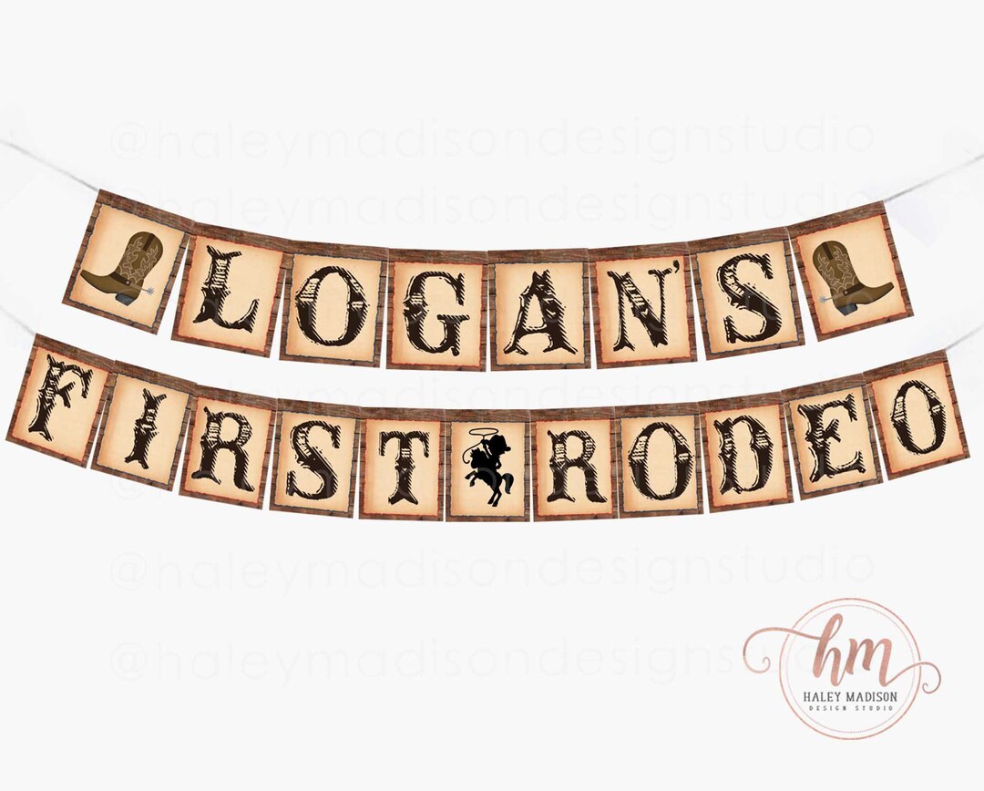 First Rodeo Paper Banner First Rodeo Banner, Cowboy Birthday Party Banner, Personalized Birthday ...