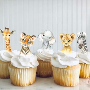 Set of 12 Jungle Animals Cupcake Toppers, Jungle 2" toppers, Jungle Birthday party decorations, Jungle Animals baby shower Decoration, HM952