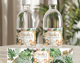 Jungle Safari Baby Shower Water Bottle Labels, Set of 5 (Printed & Shipped)