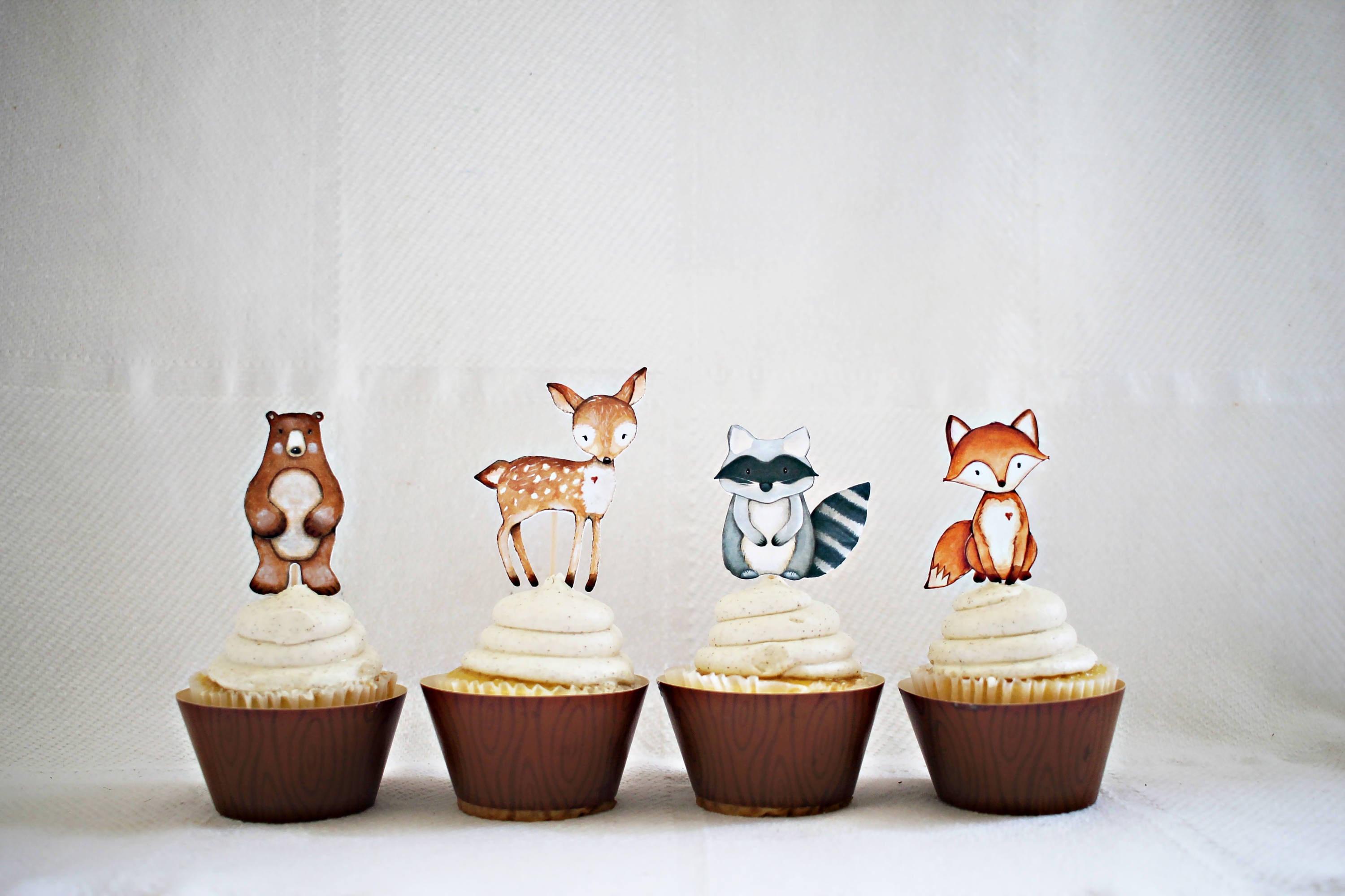 12 Woodland Cupcake Toppers Woodland Animal Cupcake 12 Woodland Cupcake Toppers Woodland Animal Cupcake