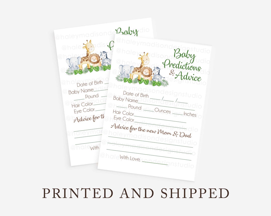 Jungle Baby Advice and Predictions, Jungle Baby Shower Game, Gender