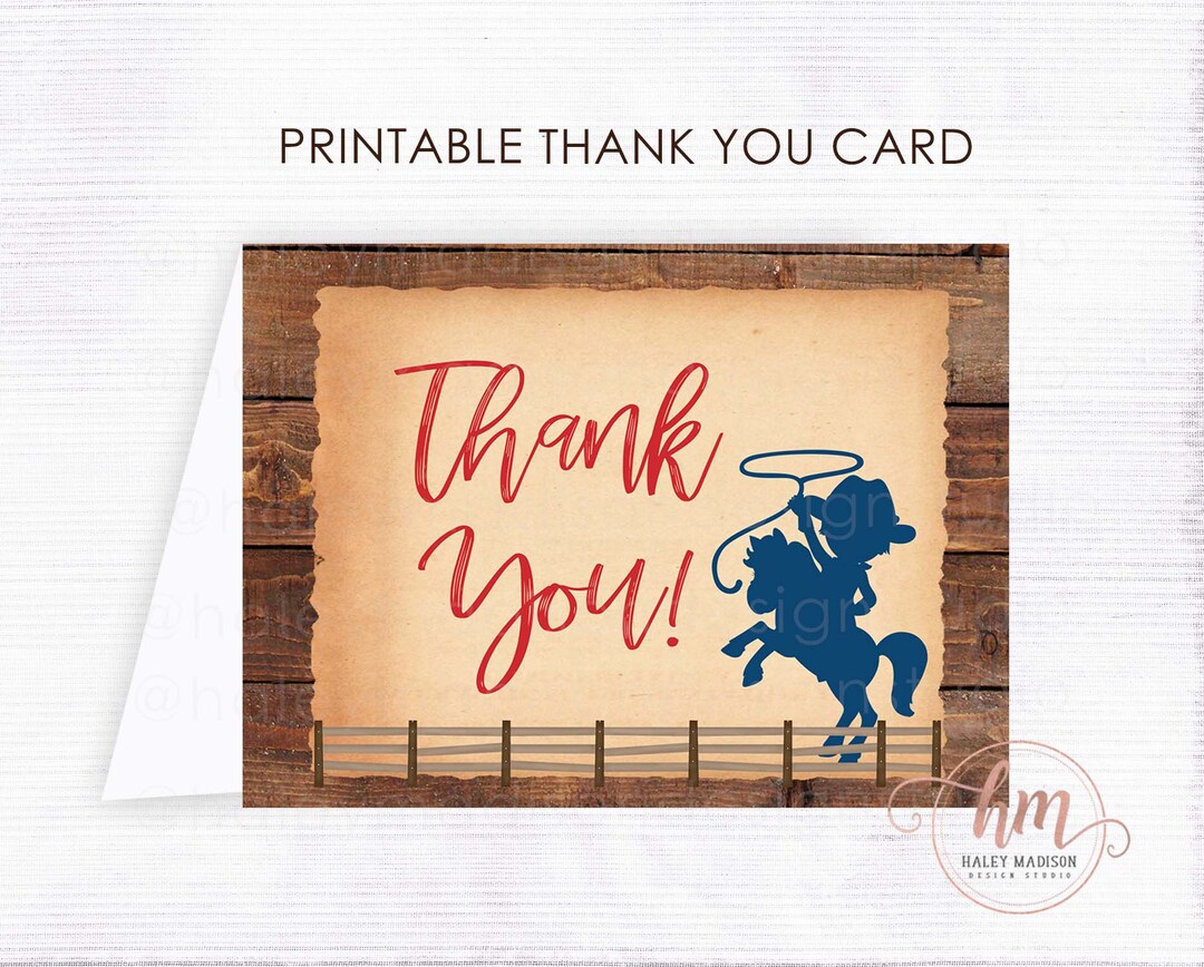 PRINTABLE Little Cowboy Thank You Cards Cowboy Baby Shower - Etsy