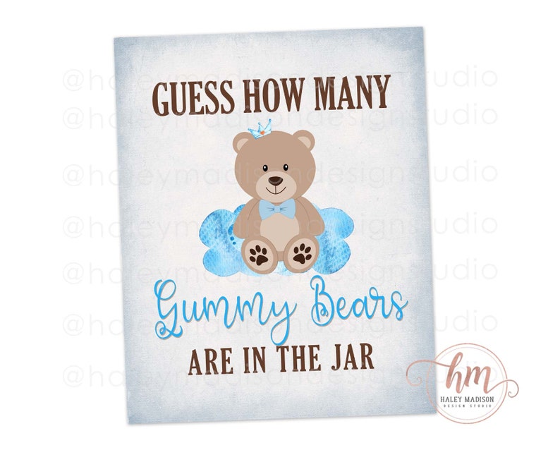 Teddy Bear baby shower game sing Guess how many gummy bears