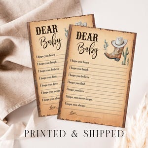 Tarjetas con deseos de vaquero para bebé, tarjetas con deseos de bebé, letrero con deseos de baby shower del oeste para bebé, letrero de baby shower de vaquero IMPRESO y ENVIADO HM788