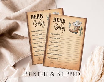 Cowboy Wishes for Baby cards, Dear Baby cards, Western Baby Shower wishes for baby sign, Cowboy baby shower sign PRINTED and SHIPPED HM788