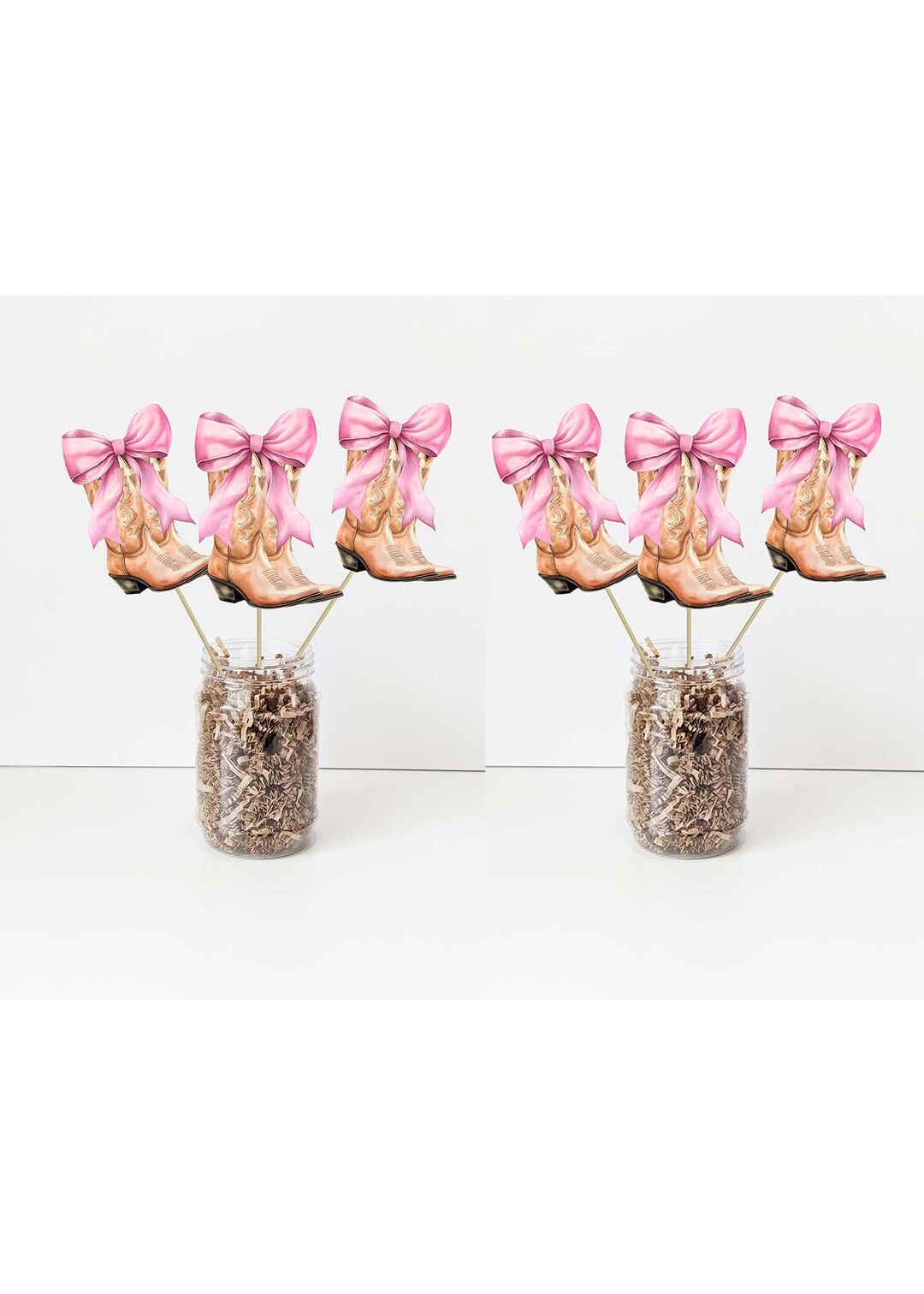 Set of 6 Pink Bow Cowgirl Boots Centerpieces Size 6", Cowgirl Party ...
