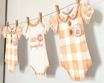 Pink Bow Little Pumpkin Baby Shower Fall Bodysuit banner