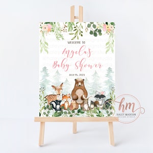 Woodland baby shower Welcome sign, Woodland greenery welcome sign, Woodland baby shower sign, Woodland baby shower, woodland animals