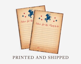 Little Cowboy Advice for Mom cards,  Cowboy Baby Shower Mom to be Advice,  Baby's first year advice, Rustic Cowboy Printed and Shipped HM788