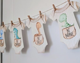 Dinosaurs Baby Shower Banner, Hatching soon party sign