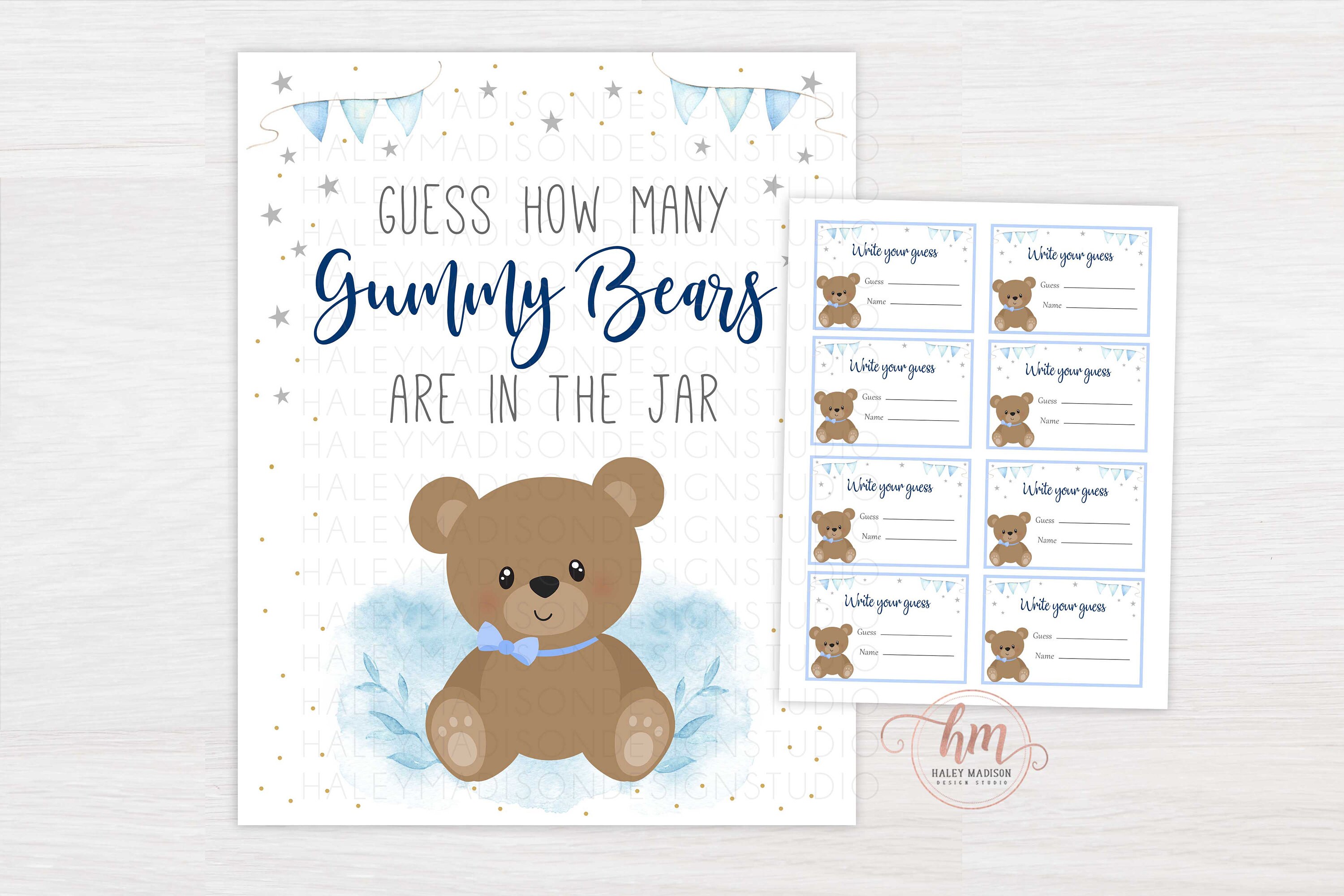 PRINTABLE Guess How Many Gummy Bears Sign Bearly Wait Baby Etsy