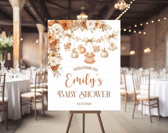 Little Pumpkin Baby Shower Welcome Sign, Fall Theme (Digital File or Printed)