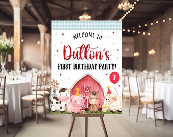 Blue Farm Birthday Welcome Sign, Barnyard Birthday sign , Farm Animals, Barnyard Birthday sign, Farm 1st Birthday