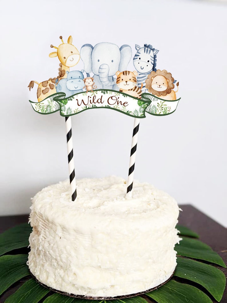 jungle wild one cake topper jungle animals first birthday