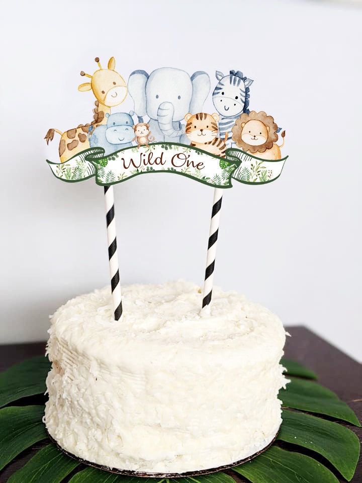 Jungle Wild One Cake Topper Jungle Animals First Birthday - Etsy