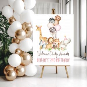 Letrero de bienvenida para animales de fiesta en la jungla, letrero de bienvenida para safari en la jungla