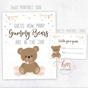 PRINTABLE Guess How Many Gummy Bears Sign, Bearly Wait Baby Shower Game ...