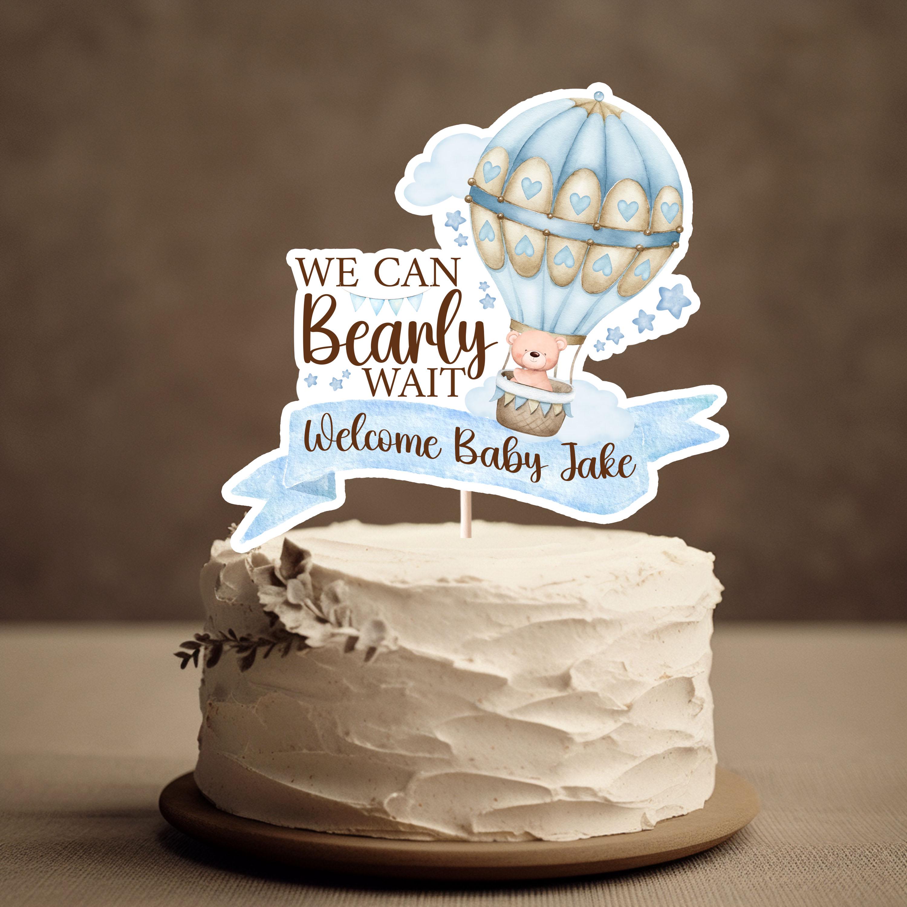 Personalized Teddy Bear Cake Topper, Baby Shower Decoration - Etsy