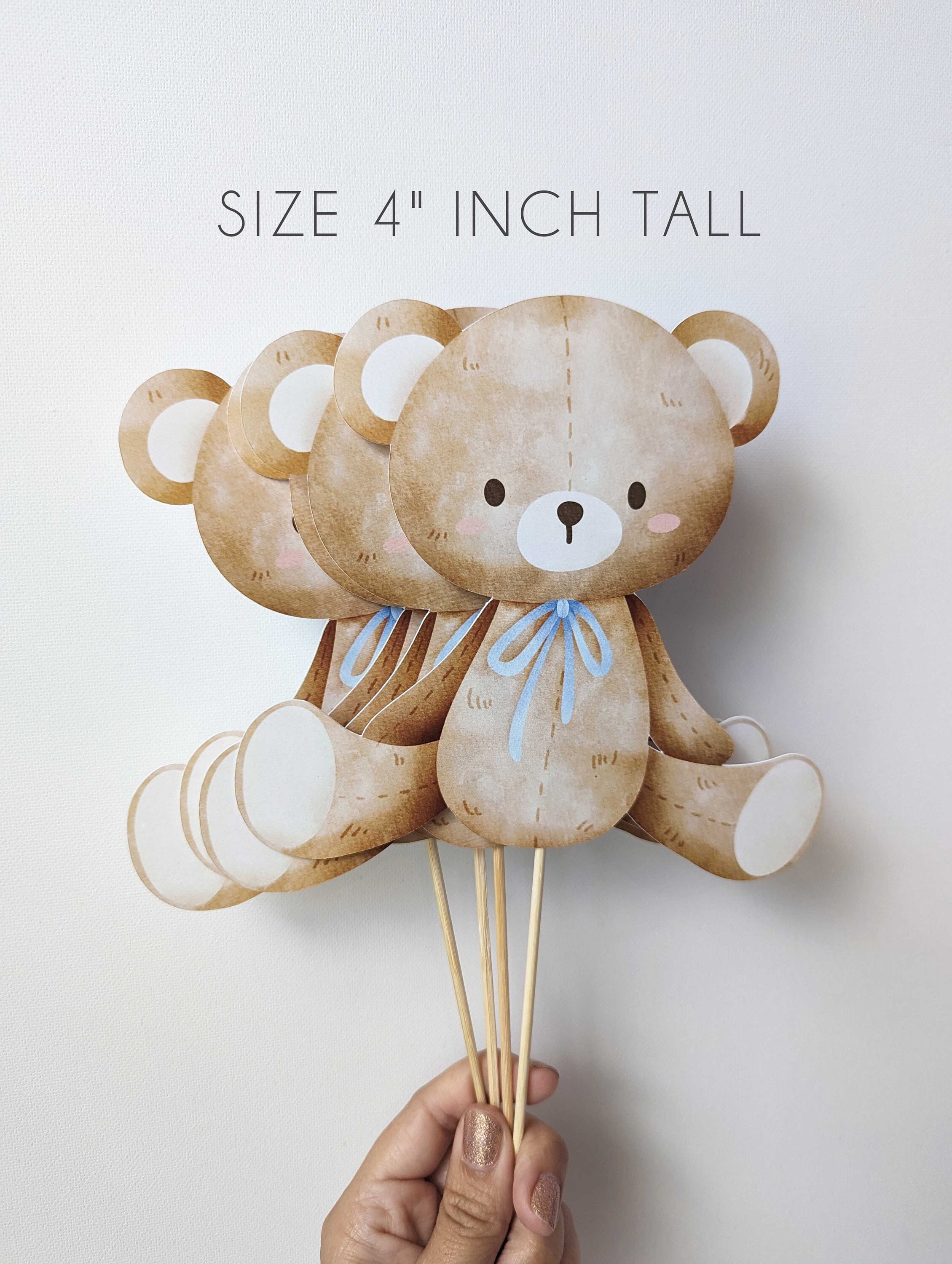 Set of 4 Teddy Bear Centerpieces size 4" tall, Bearly Wait centerpieces, Teddy bear cutouts, teddy bear baby shower decorations HM887