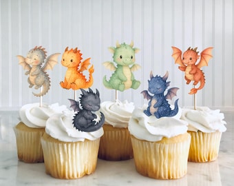 Dragons Cupcake Toppers, Baby Dragon party decor