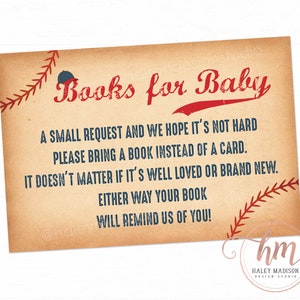 Vintage honkbalboek verzoekkaart, honkbal babyshower, boeken voor baby, boek in plaats van een kaart, AFDRUKBAAR BESTAND
