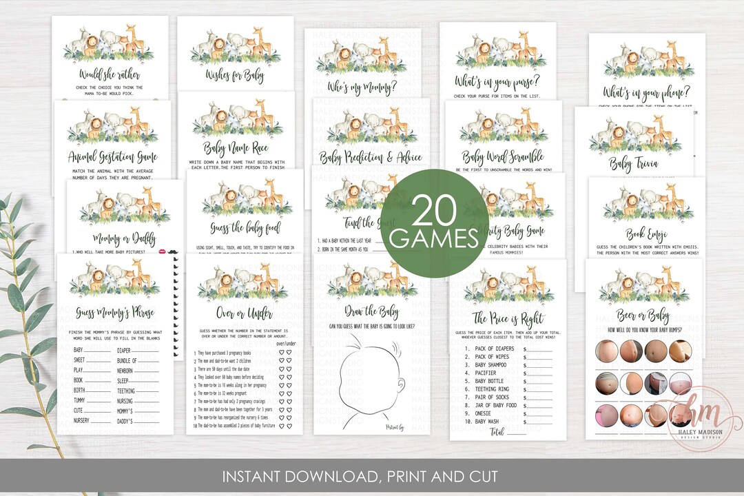 PRINTABLE Jungle Baby Shower Games Bundle, Jungle Games, Jungle Advice ...